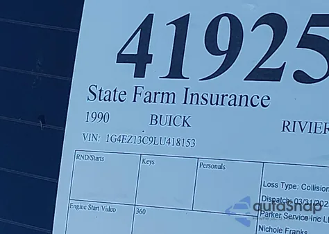 1990 Buick Riviera z USA, uszkodzony, nr VIN 1G4EZ13C9LU418153